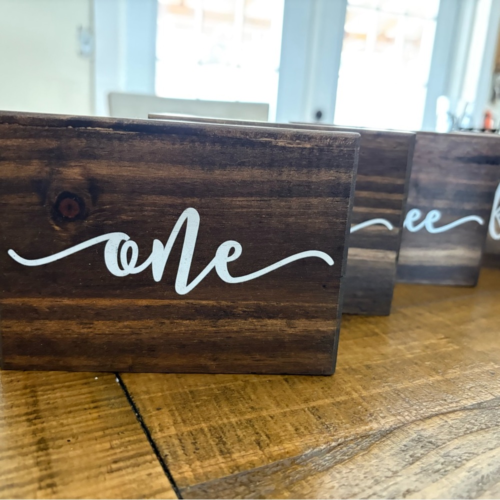 Wooden Table Numbers 1-6 for wedding decorations